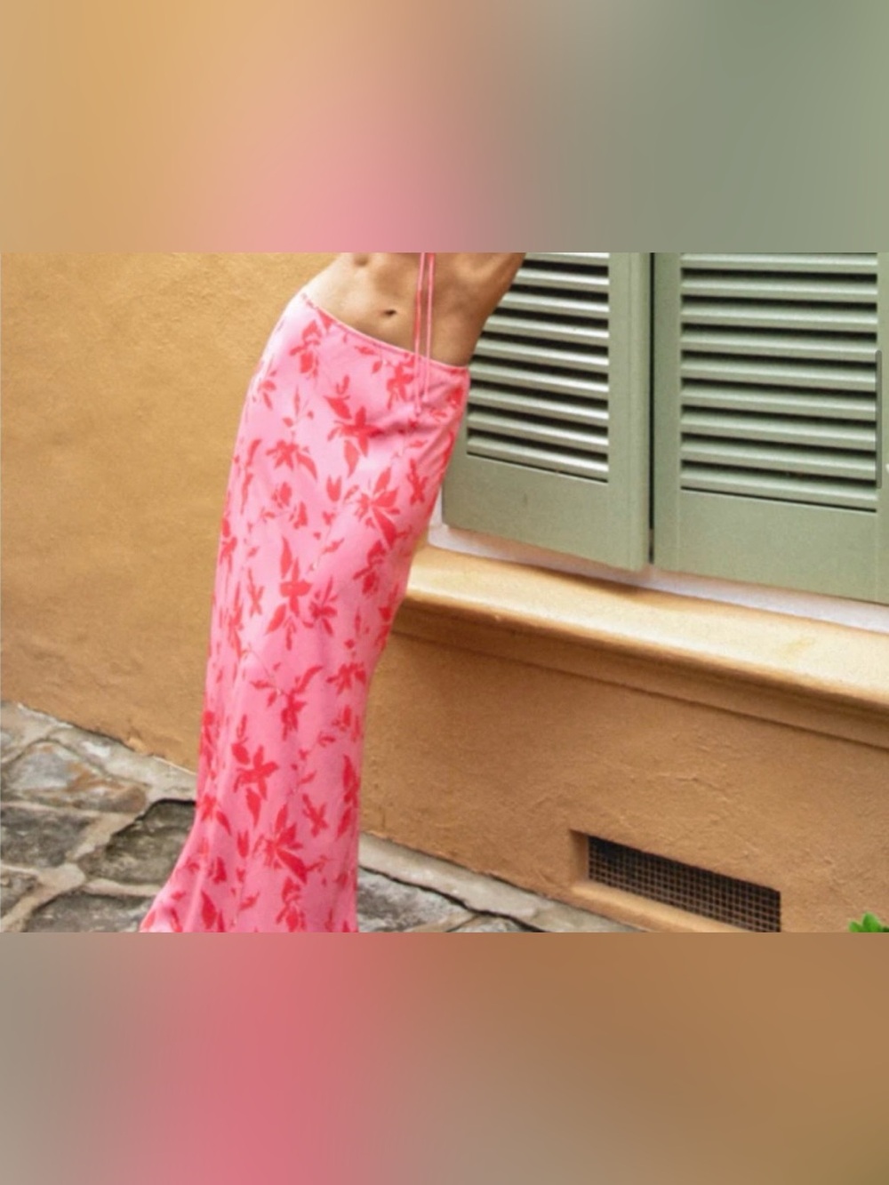 Vrg Grl Pink and Red Floral Maxi Skirt